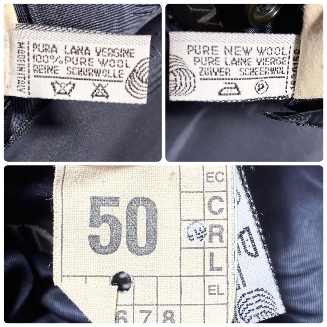 着丈110cm✨LANVIN ダブル チェスターコート ロング ネイビー XL