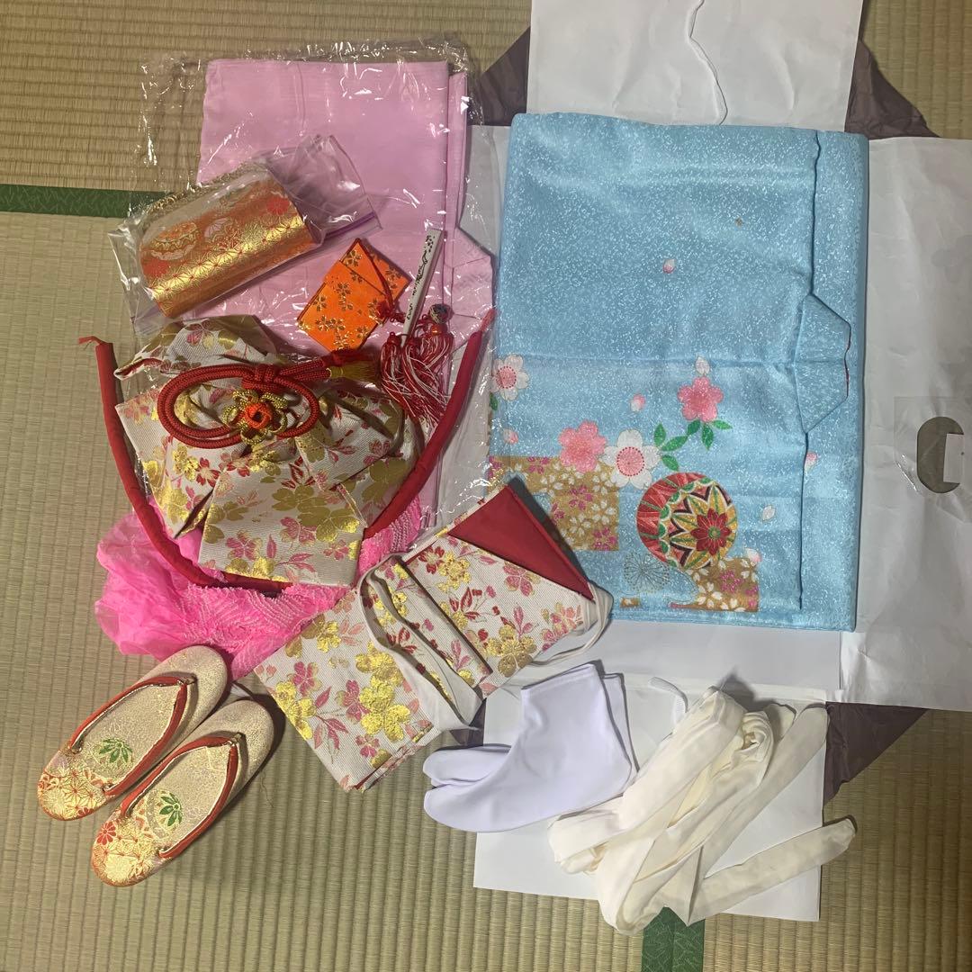 週末値下げ】七五三 着物 7歳　セット　水色　お祝い　人気