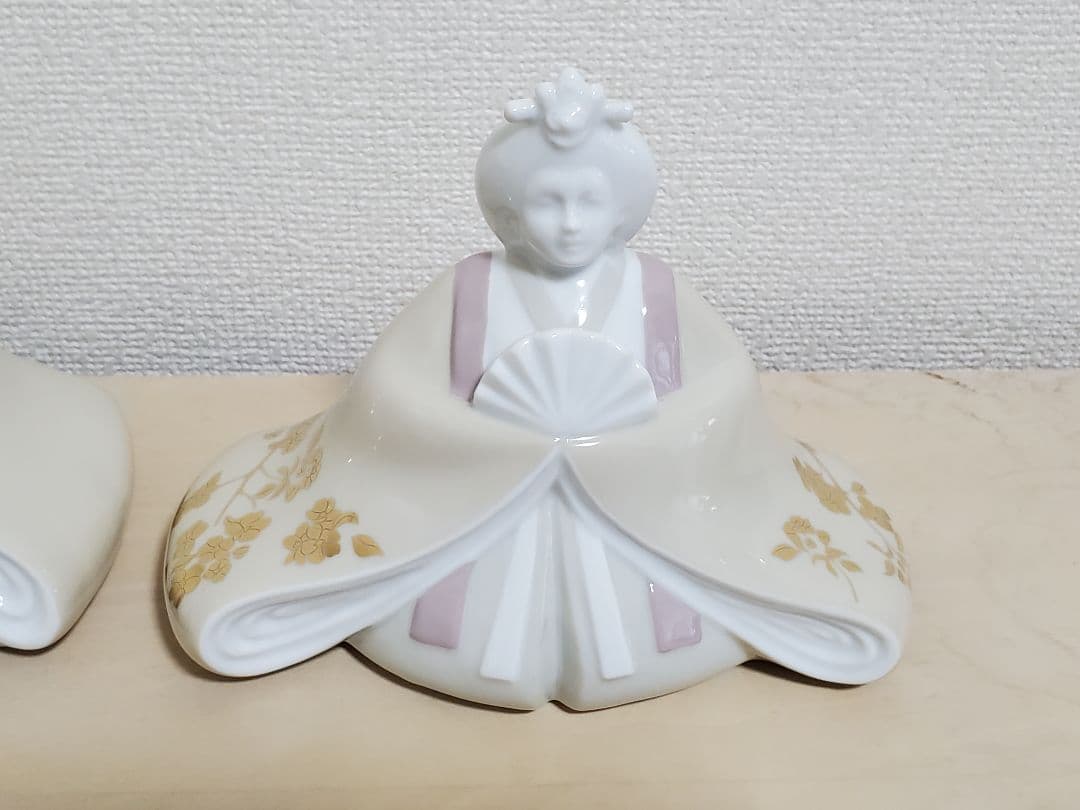 新品 陶磁器 製雛人形 くすみカラー ゴールド装飾 韓国風