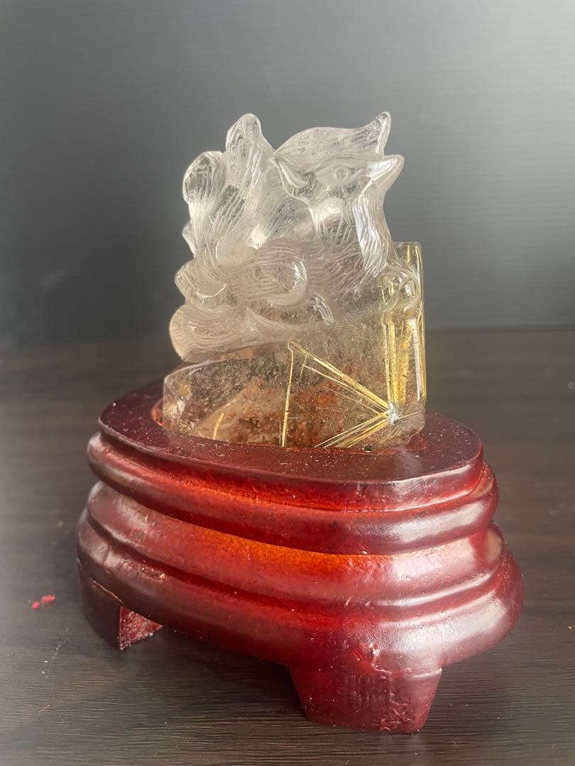 最終値下げ　太陽放射ガーデンルチル九尾彫り物　専用台座