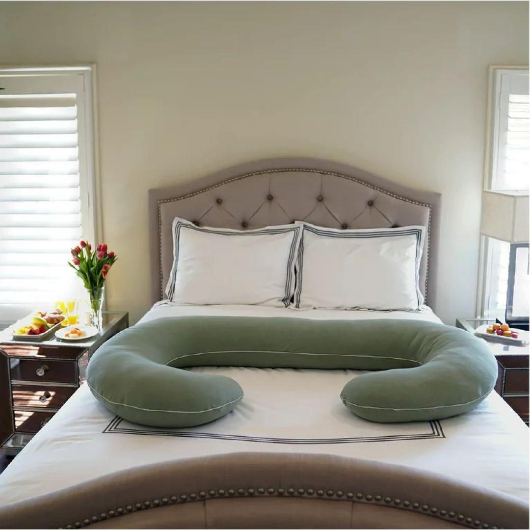 オーガニック妊娠枕 C字型 授乳枕 グリーン 抱き枕 大きい 快適