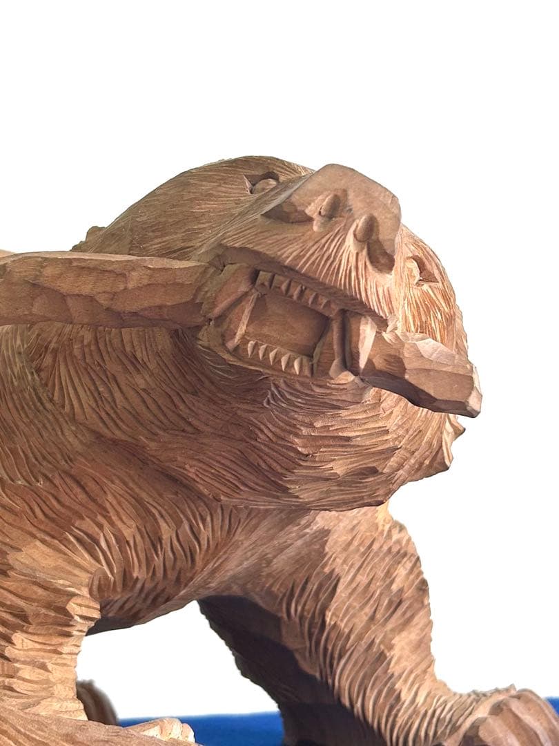 日川清作 トゥムシ彫り 木彫熊 1989年 北海道阿寒湖 3.4kg 37cm