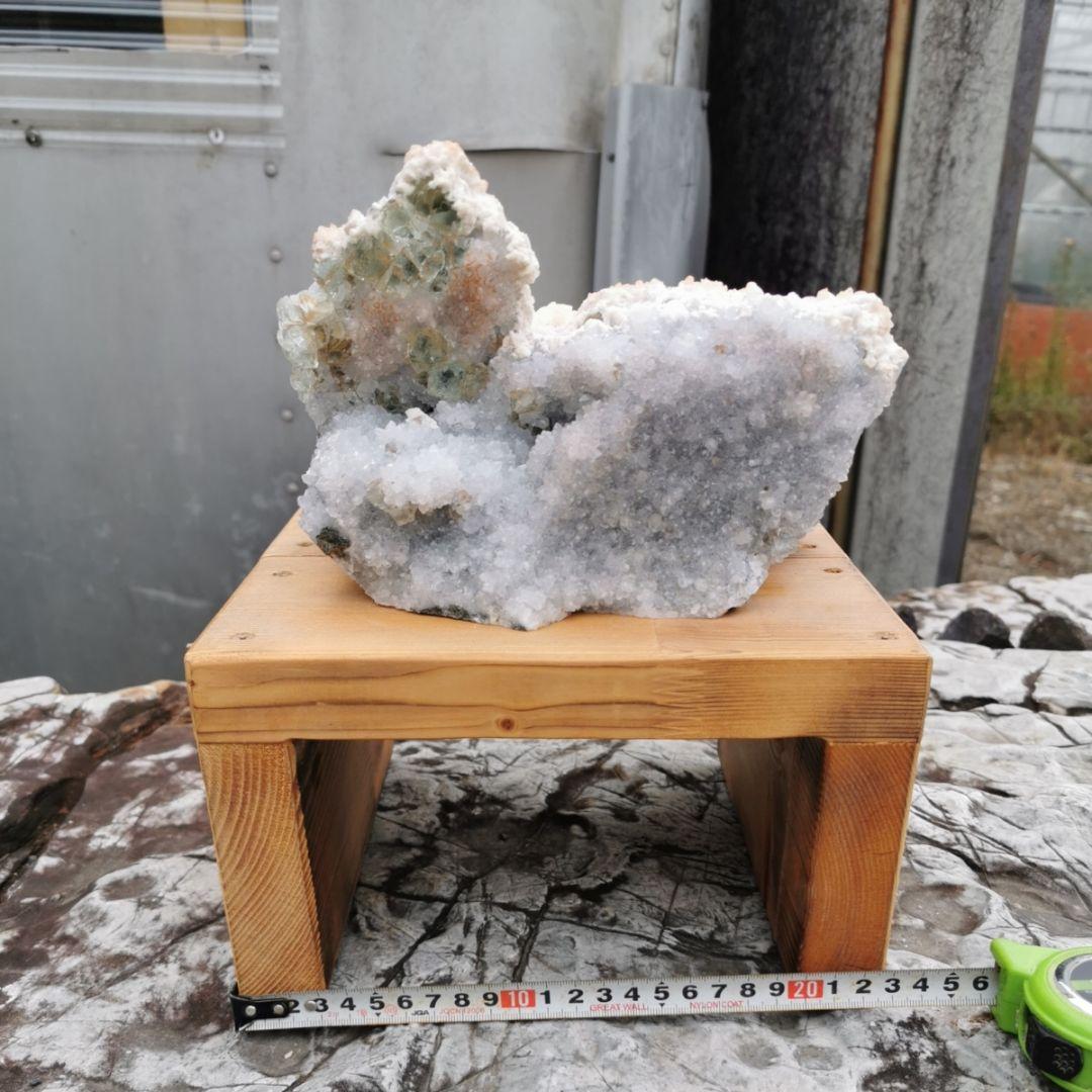 フローライト＆水晶クラスター　共生鉱物　鑑賞石　石　置物　オブジェ　インテリア