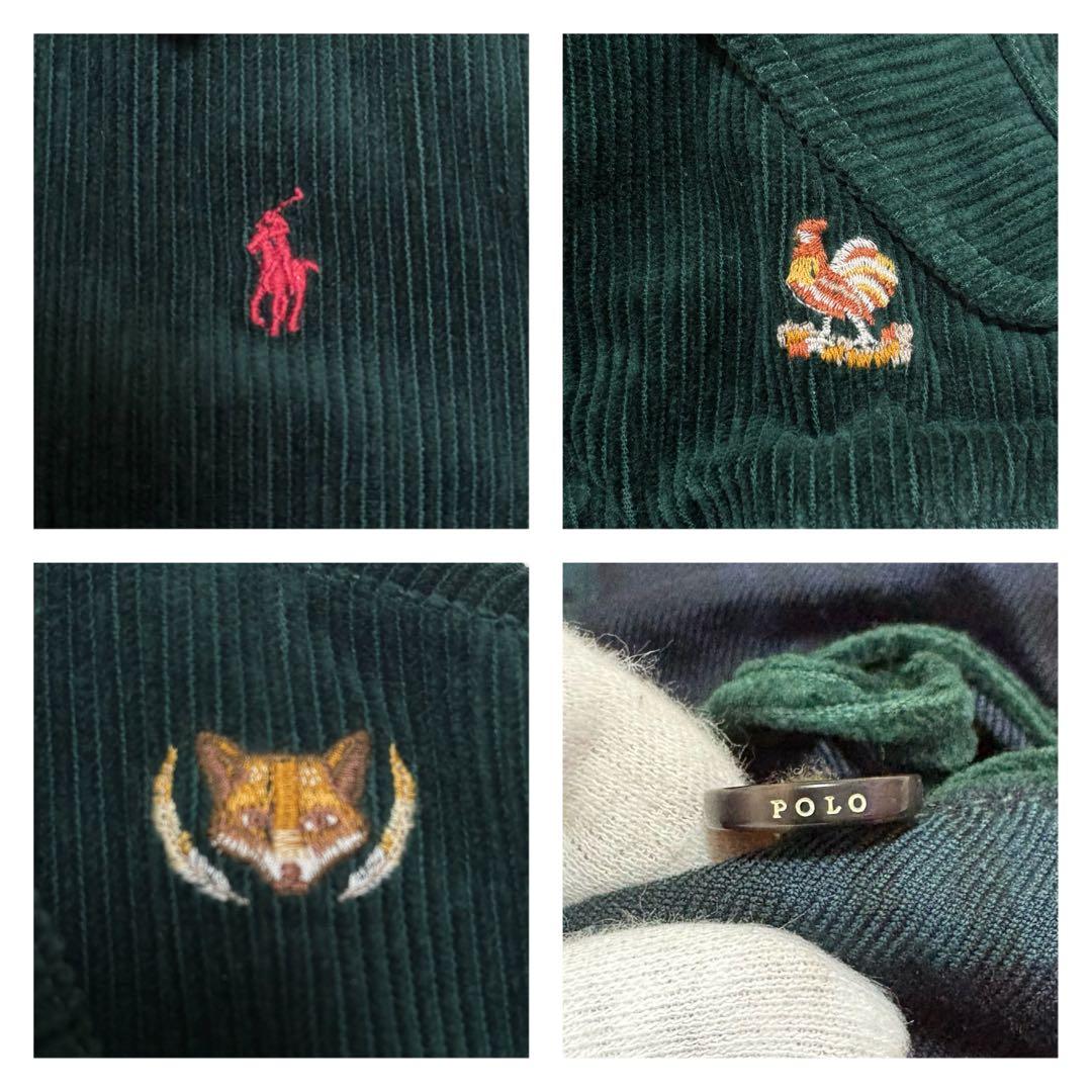 美品 ポロラルフローレン コーデュロイ ジャケット キツネ刺繍 深緑 L 定6万