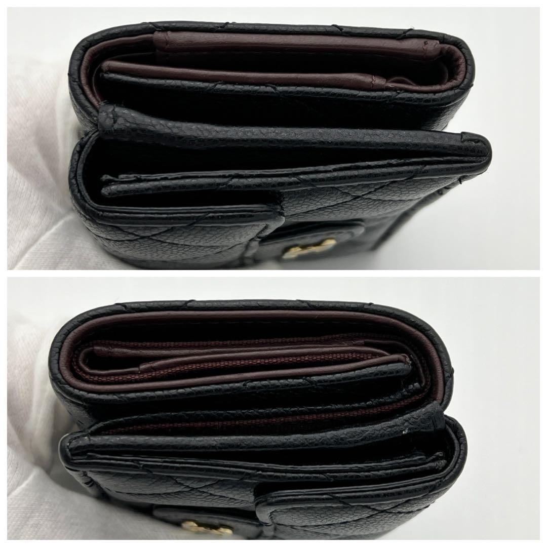 【最高級美品】シャネル マトラッセ キャビアスキン 三つ折り財布 ブラック 黒