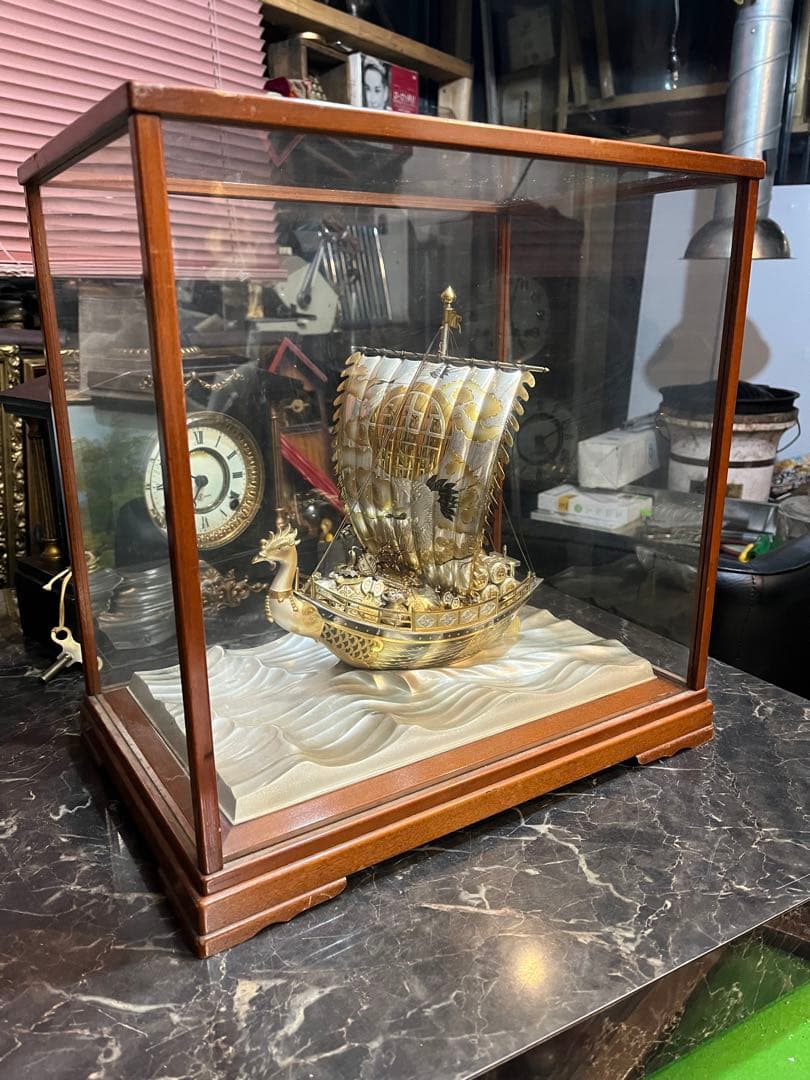 銀製鳳凰寳船、銀製鳳凰宝船、銀製鳳凰宝船2号、銀製宝船、ケース36センチ