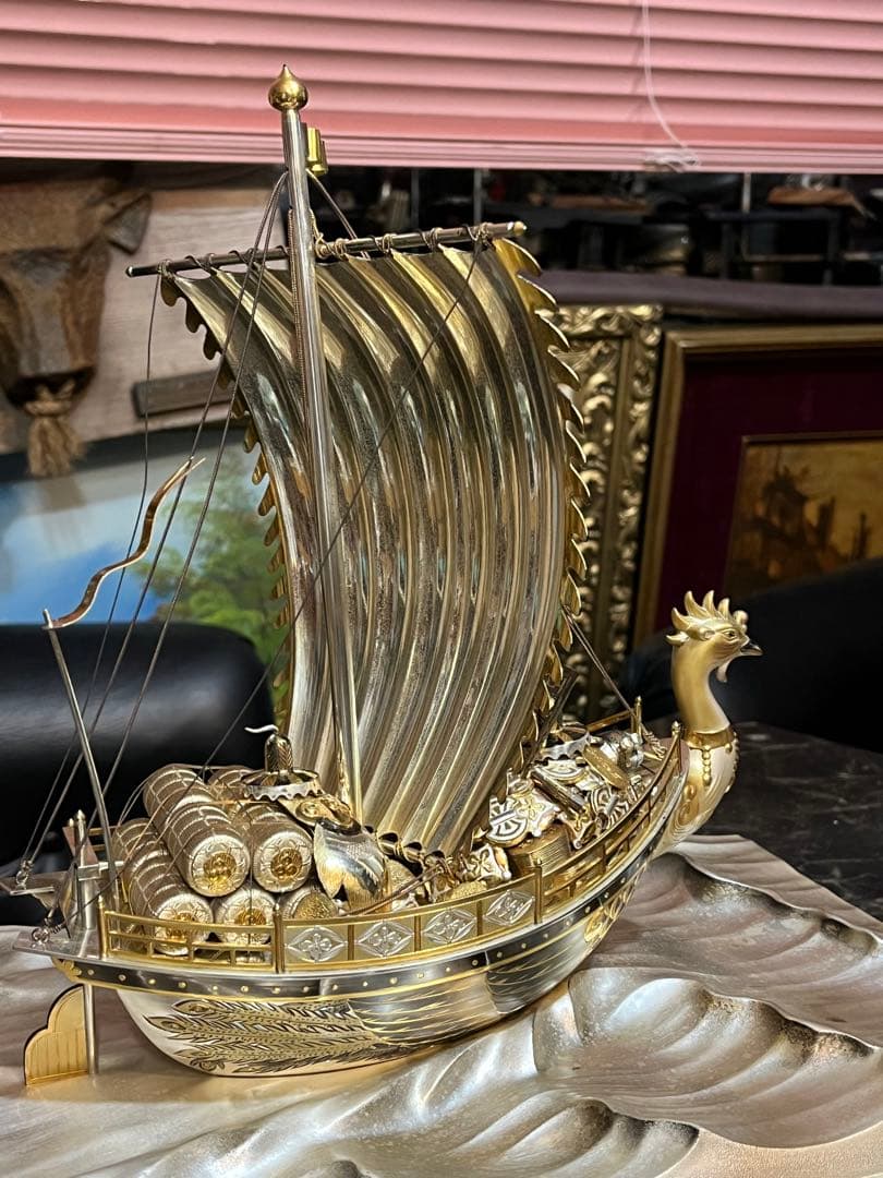 銀製鳳凰寳船、銀製鳳凰宝船、銀製鳳凰宝船2号、銀製宝船、ケース36センチ