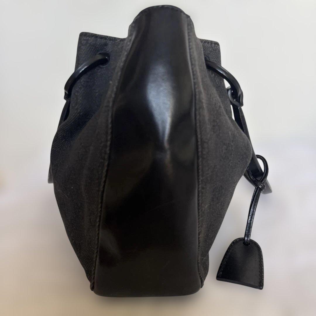 GUCCIグッチ トートバッグ GG柄 キャンバス レザー ポーチ付き 黒