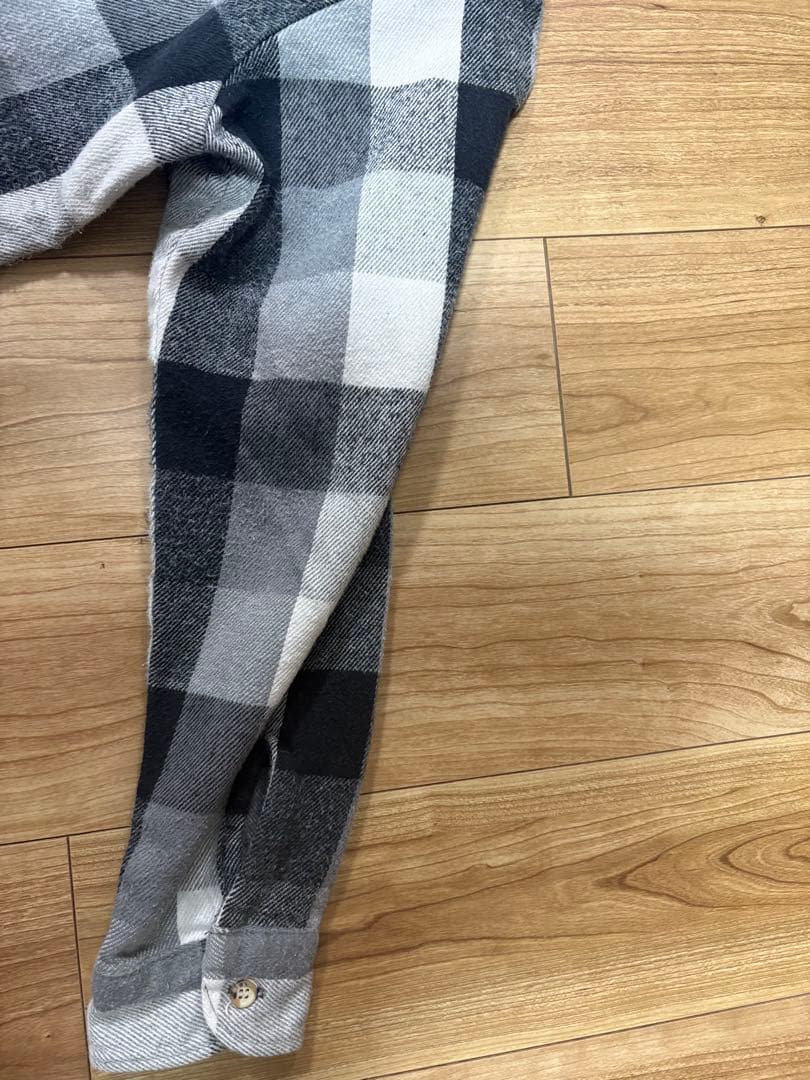 【好配色】FIVE BROTHERネルシャツ　白黒グレーブロックチェックMサイズ