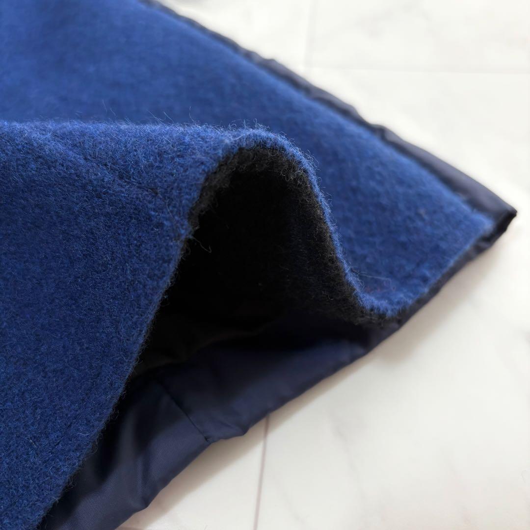 【Tu】ロングコート　ウール　ダウン　異素材切替　ドロスト　フード　新品　青　黒