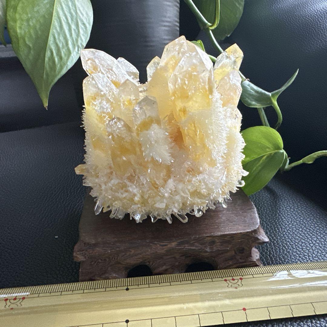 天然 水晶イエロー クラスター シトリン クォーツ パワーストーン　インテリア