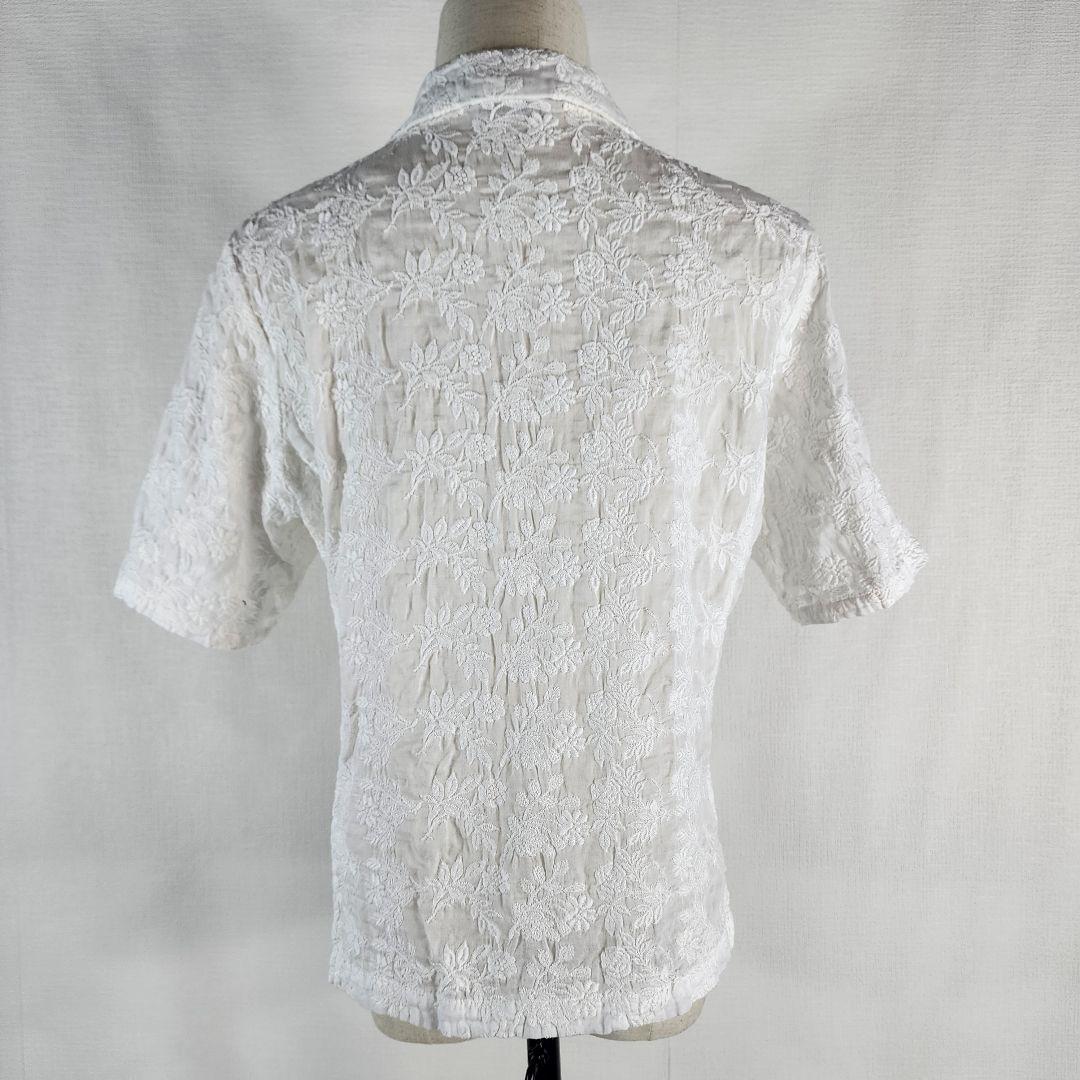 カッスルクームガーデン コットンハウスアヤ 花柄刺繍半袖ブラウス コットン L