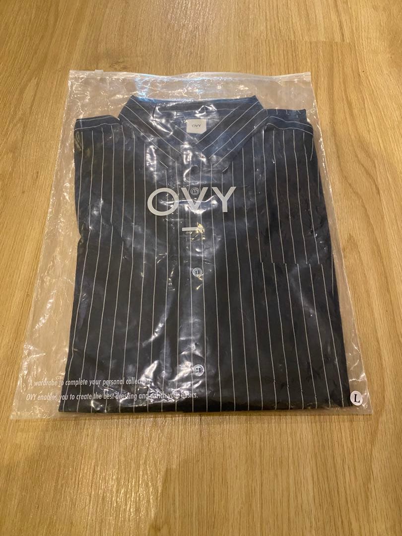 OVY Cotton Linen Stripe Relax Shirts 黒　L