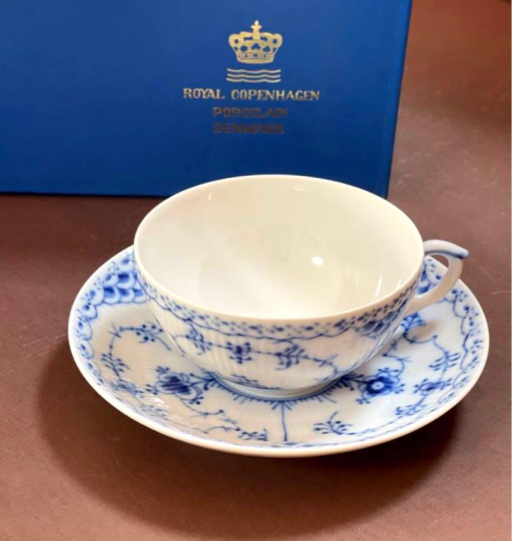ロイヤルコペンハーゲンブルーフルーテッドフルレースプレート25cm皿未使用近美品