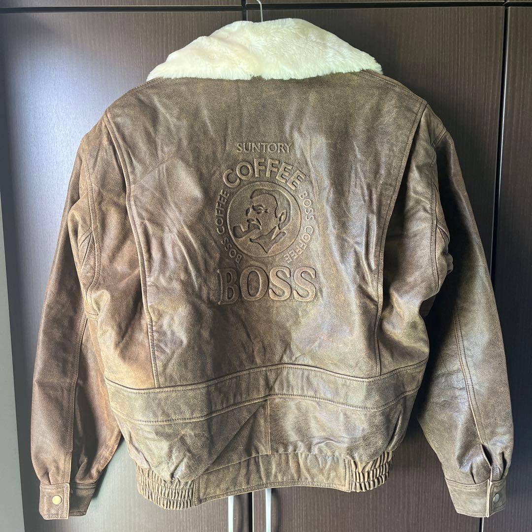 お*ん様 サントリー　BOSSジャン レザーフライトジャケット　L ボスジャン