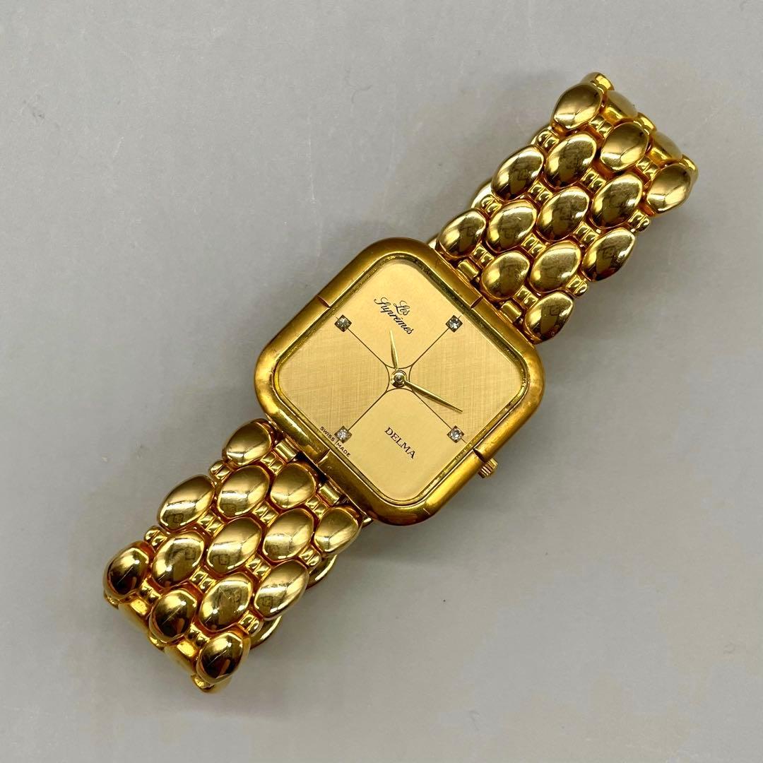 新品電池✨️DELMA les supremes ビジュー ゴールド金具 スクエア