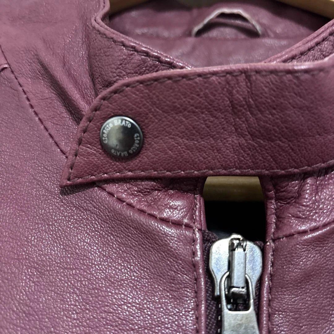 ジョルジオブラット　バーガンディ レザー シングルライダースジャケットサイズ50