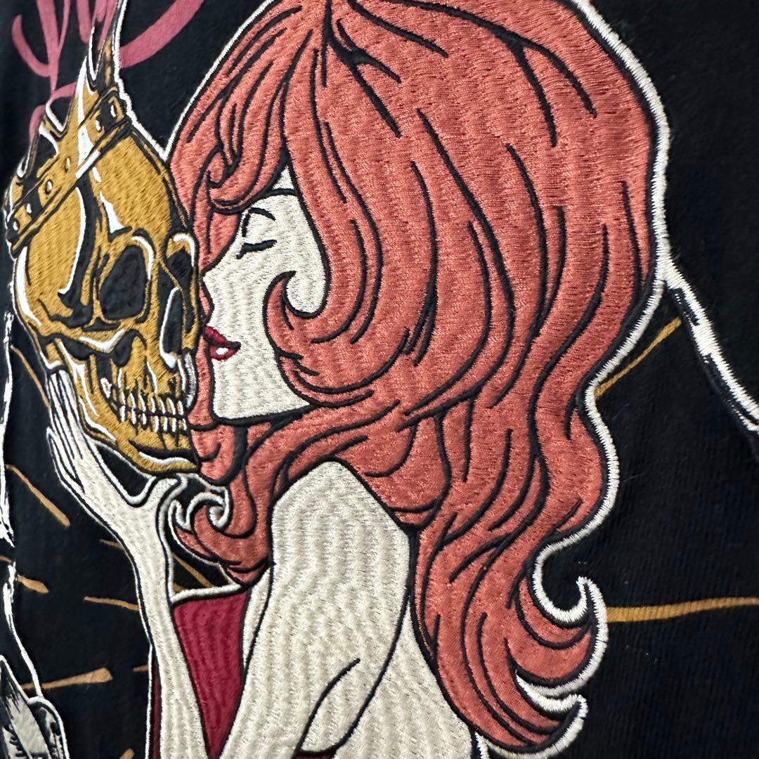 【希少☆ルパン3世】峰不二子☆ロンT☆刺繍☆髑髏☆薔薇☆M 黒