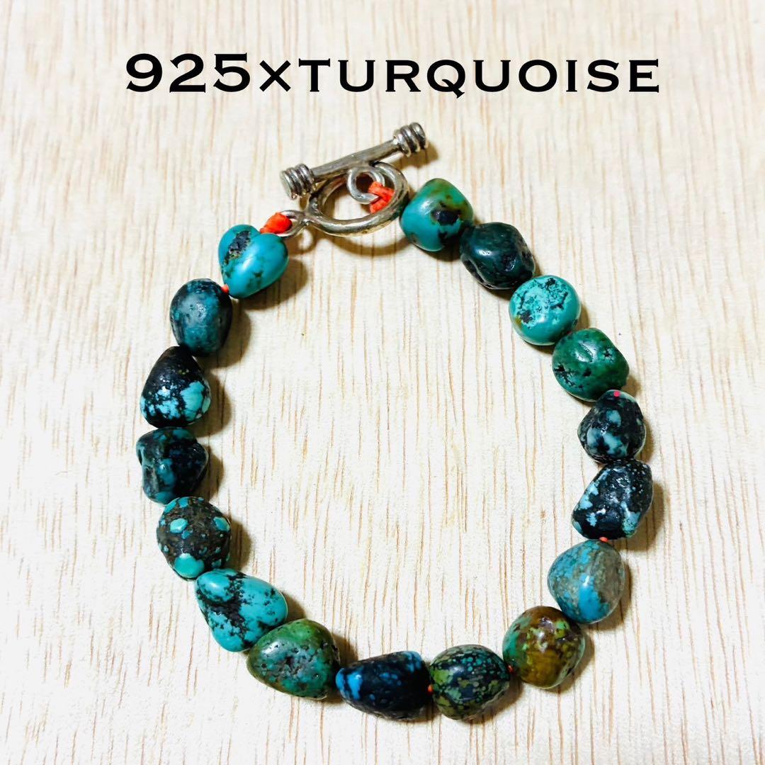 【未使用】ブレスレット　シルバー925 ターコイズ　ナンバーエイト　キングマン