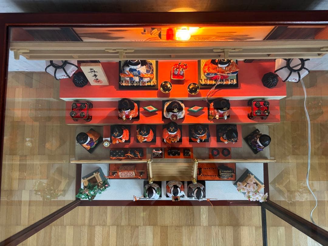 摩多呂雛人形 ガラスケース付き電気、オルゴール付き