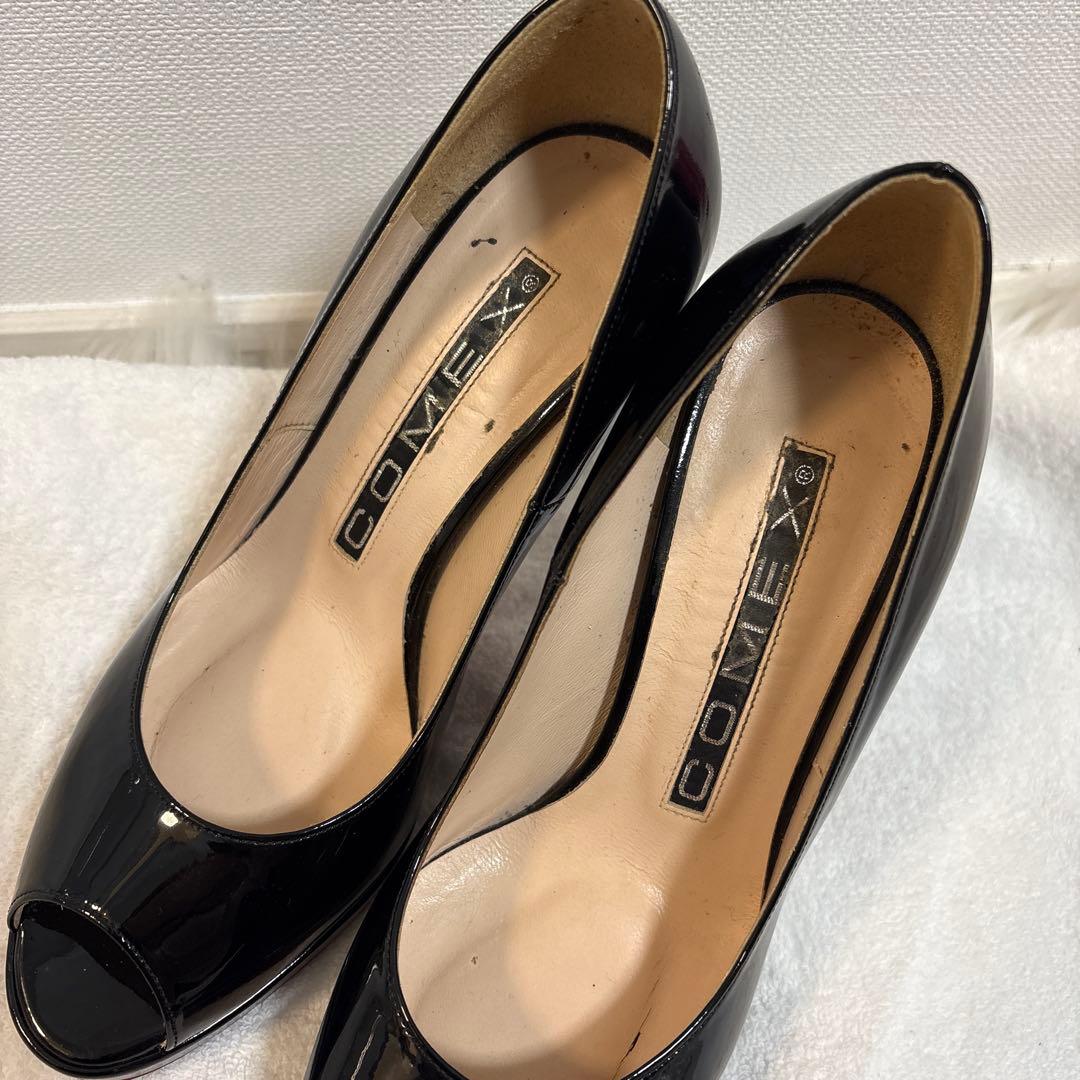 COMEX ブラック×レッド オープントゥ ハイヒール　23センチ