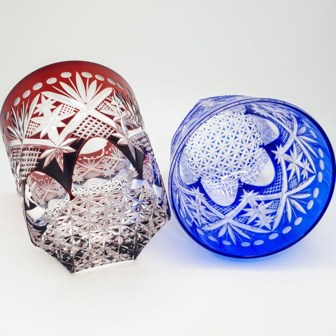 ⭐専用です　　門脇硝子　瑠璃 紅色被せ　ペア ロックグラス　【未使用】