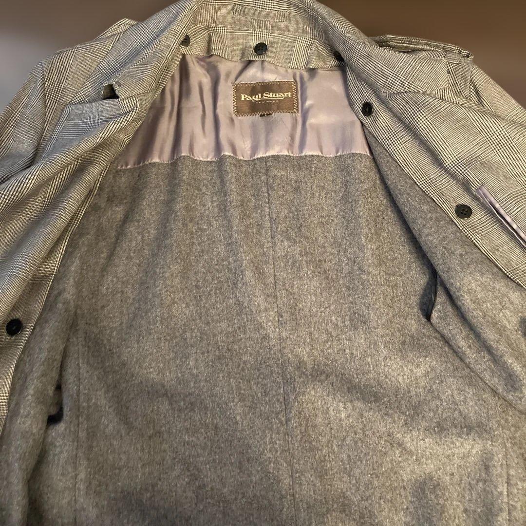 Paul Stuartグレー チェック トレンチコートL
