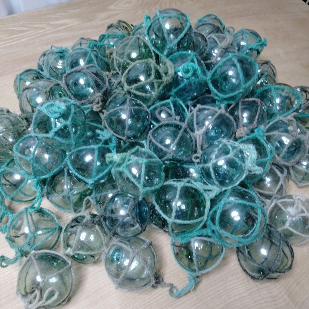 ガラス浮き球　浮き玉　９７個セット　網紐付き