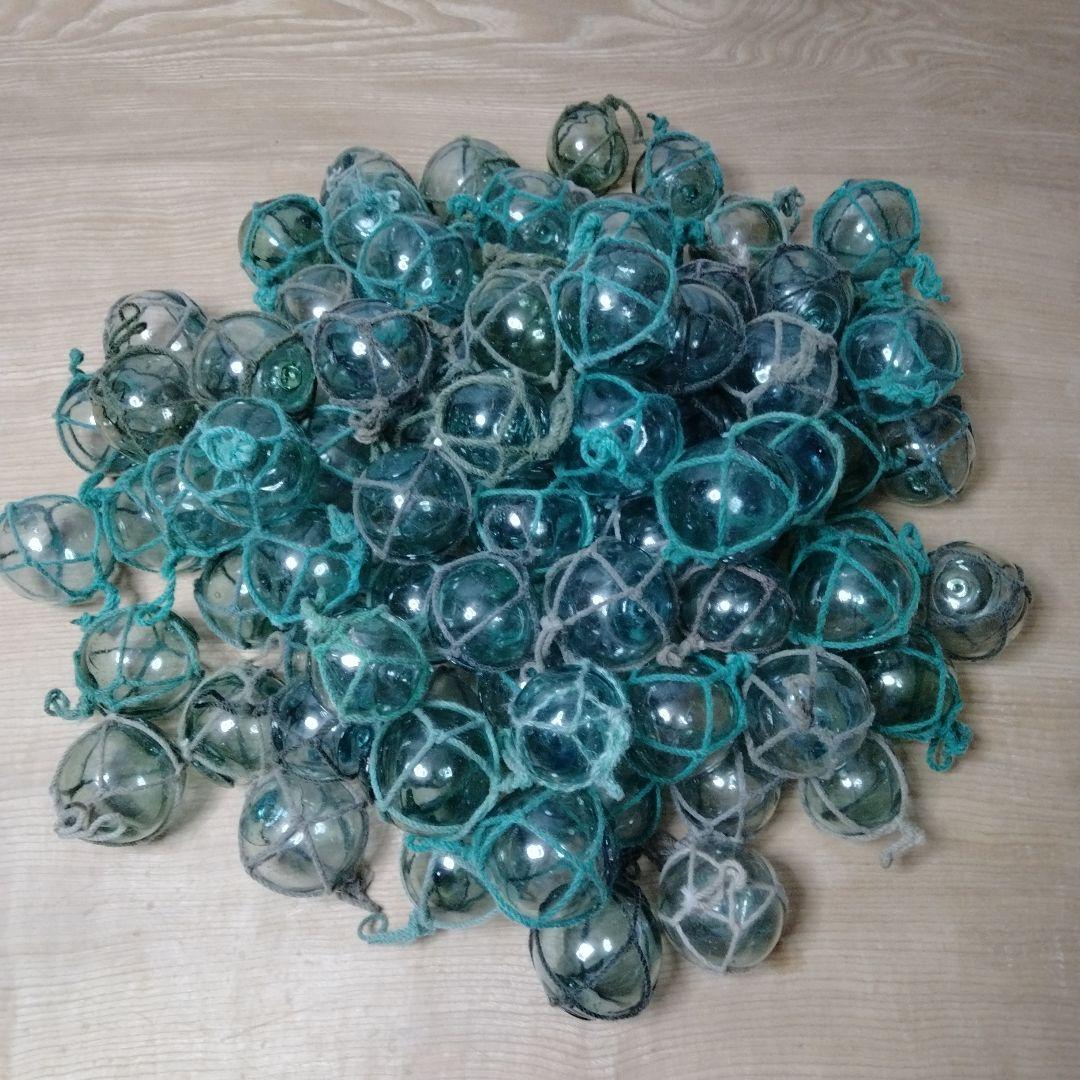 ガラス浮き球　浮き玉　９７個セット　網紐付き