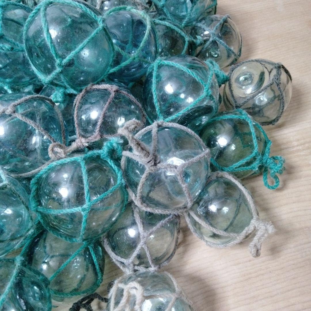 ガラス浮き球　浮き玉　９７個セット　網紐付き