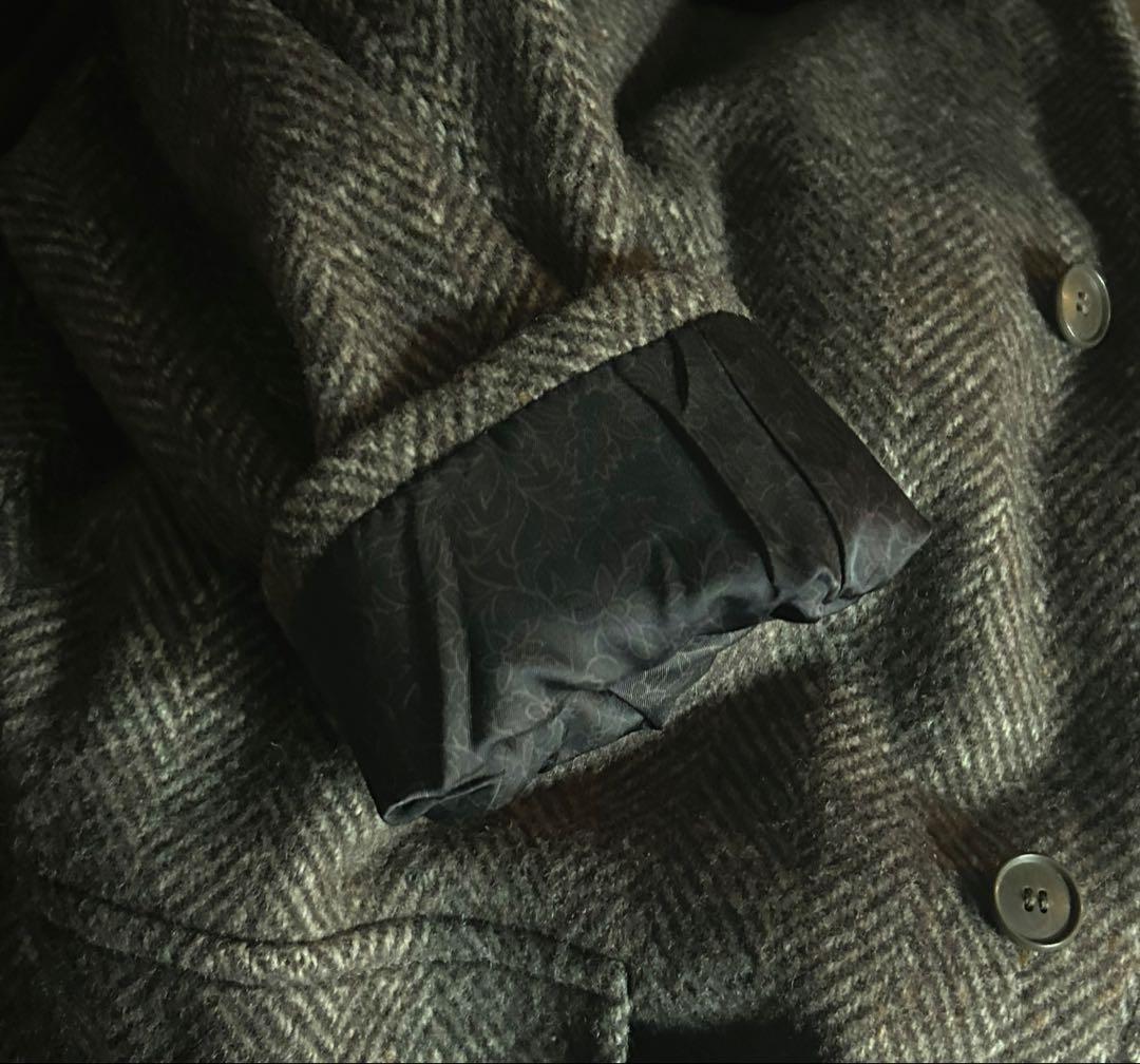 【80~90年代】ヘリンボーン　ステンカラーコート　日本製　バブル期