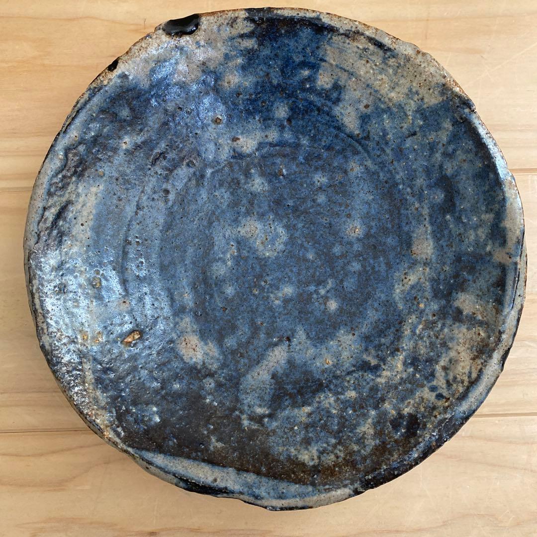 小野哲平　大皿(青)②欠け・修復跡有