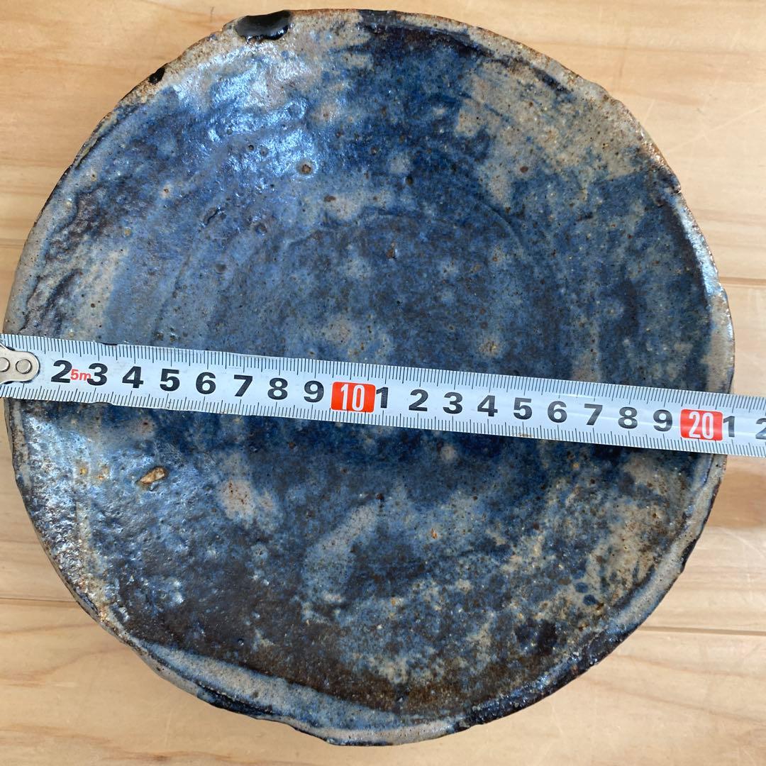 小野哲平　大皿(青)②欠け・修復跡有