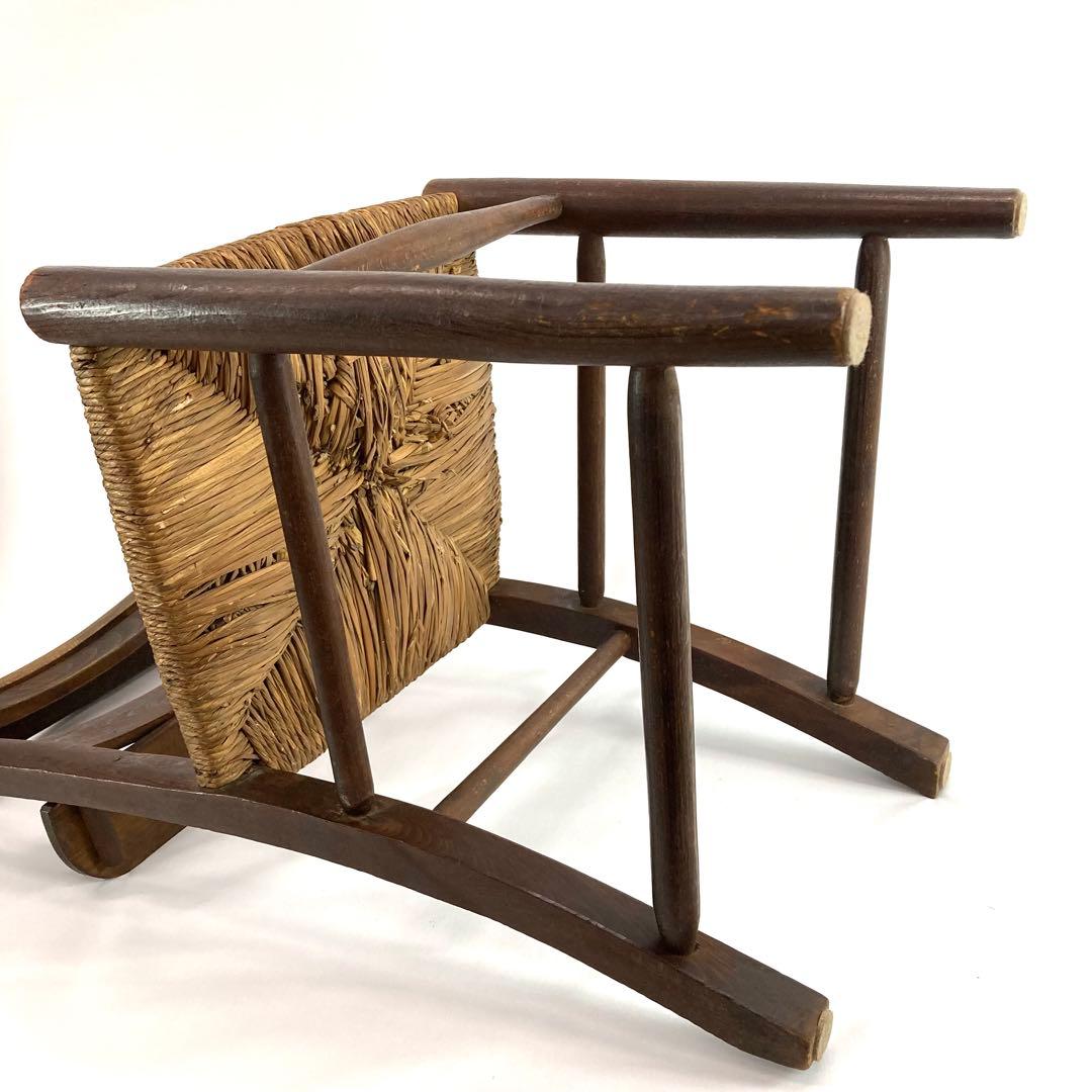 カフェチェア ラッシュシート アンティーク椅子 木製フレーム ブラウン