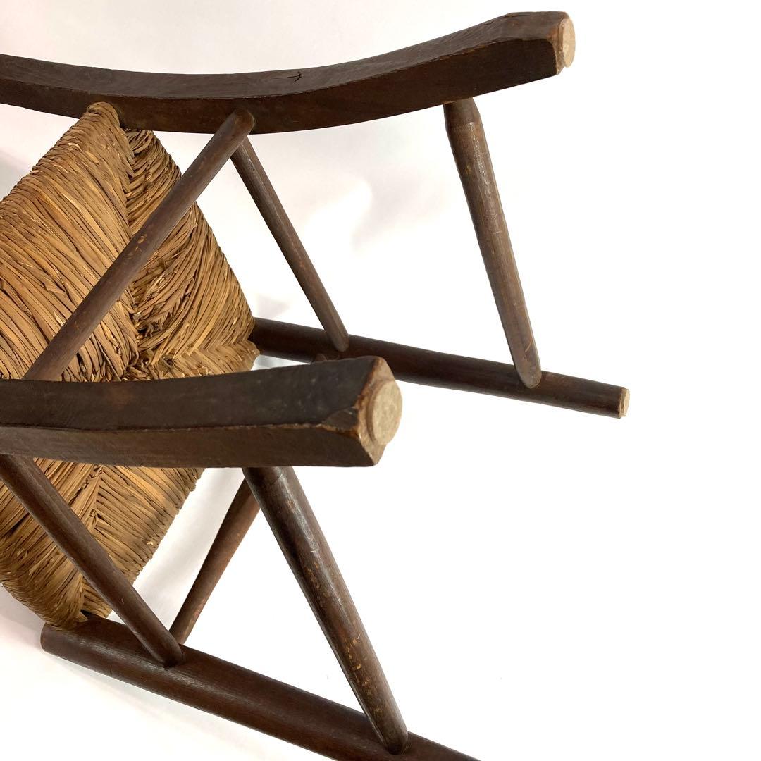 カフェチェア ラッシュシート アンティーク椅子 木製フレーム ブラウン