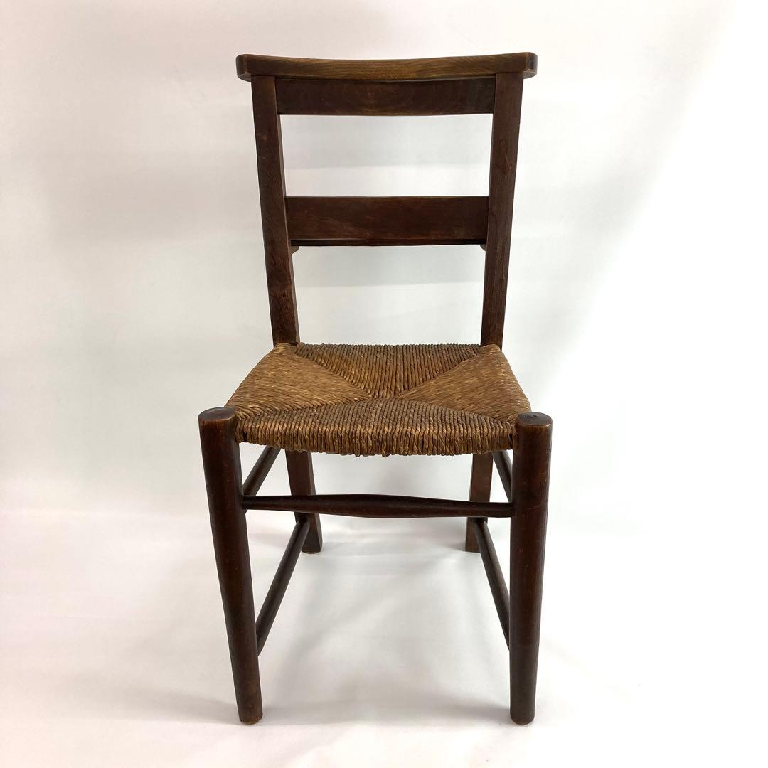 カフェチェア ラッシュシート アンティーク椅子 木製フレーム ブラウン