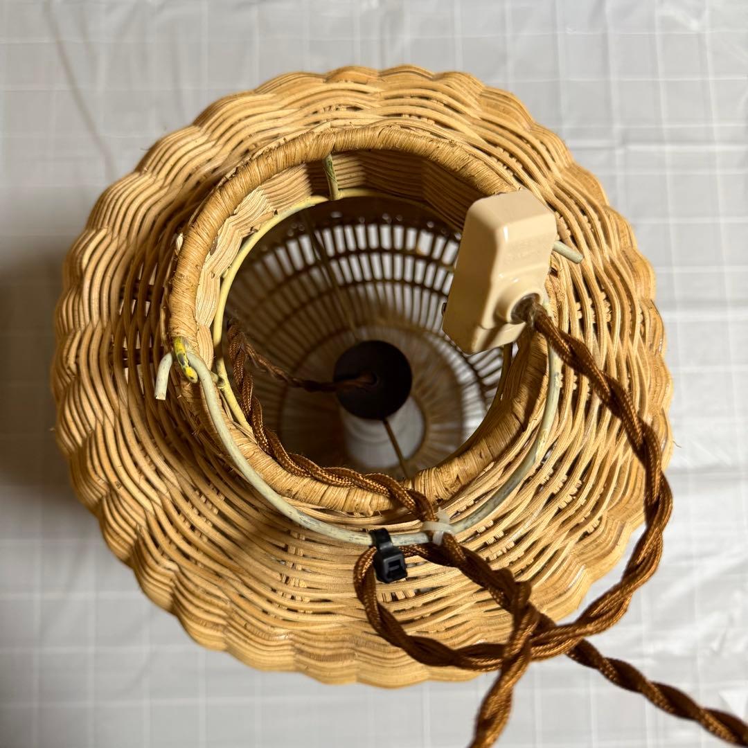 【希少】ラタン ペンダントライト 吊り下げ照明 籐編み アジアン レトロ モダン
