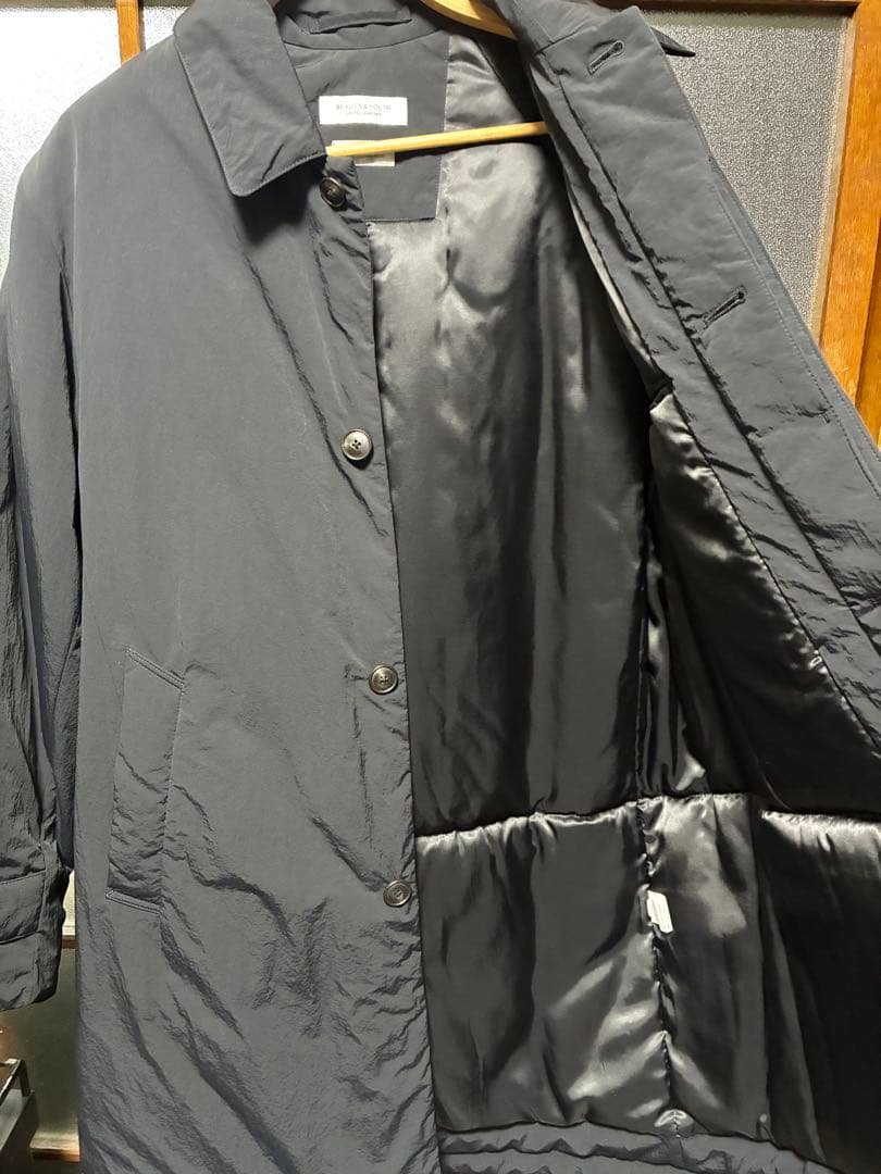 パデット ステンカラーコート ユナイテッドアローズ 中綿 ナイロン 黒 L M