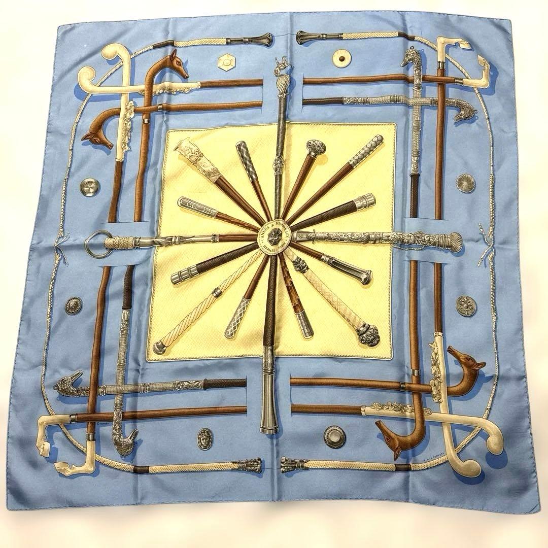 エルメス　ステッキデザイン ヴィンテージシルクスカーフ