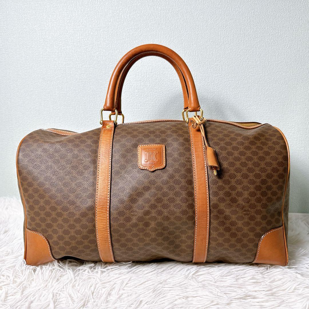 美品✨セリーヌ ボストンバッグ 大容量 マカダム柄 トリオンフ 鍵付き ハンド