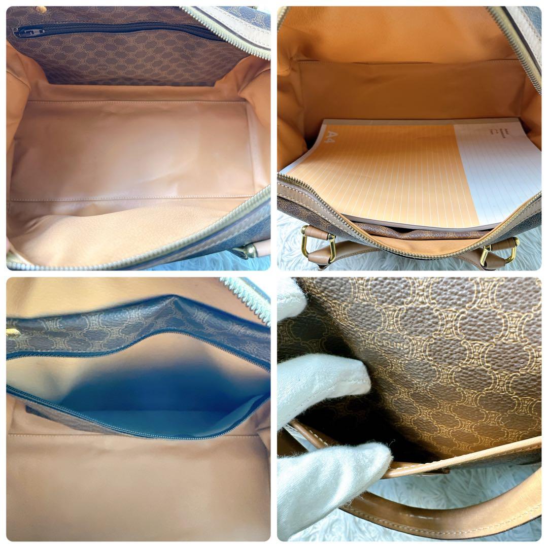 美品✨セリーヌ ボストンバッグ 大容量 マカダム柄 トリオンフ 鍵付き ハンド