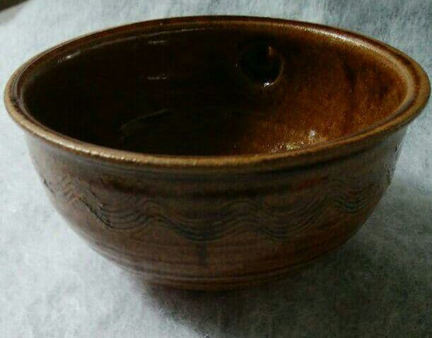 中里嘉孝　唐津飴釉金彩　片口酒器　魁