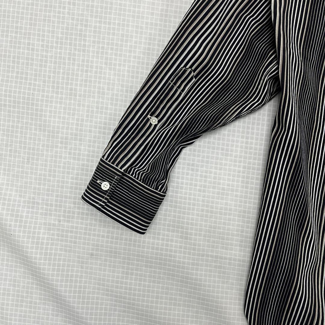 【美品】小倉縞縞 小倉織 ボタンダウンシャツ Monochrome Cubic