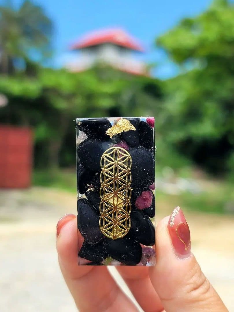 願い★財運　持ち運びオルゴナイトプレート