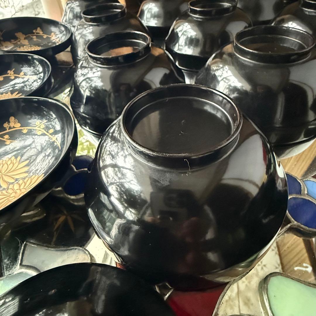 2199様感謝‼️かろやかJAPAN時代蒔絵 豪華四君子富士山形吸物椀5客