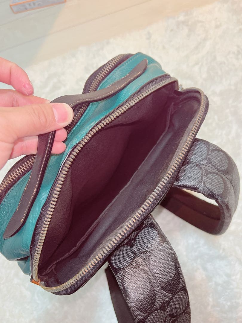 COACH リュック・バックパック シグネチャー ブラック/グレー/ターコイズ