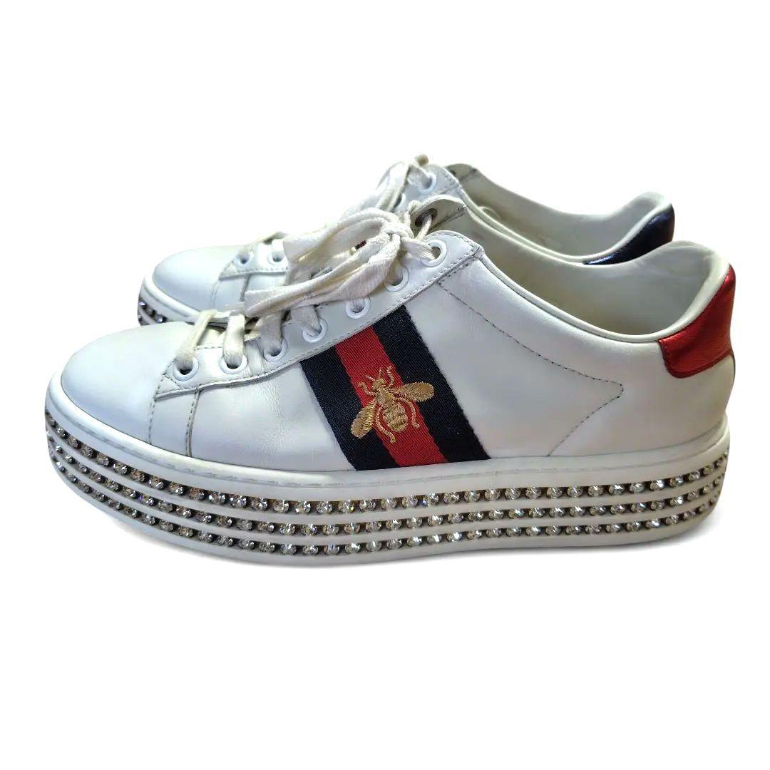 ケロッピーGUCCI グッチ エース クリスタルシェリースニーカー22.5