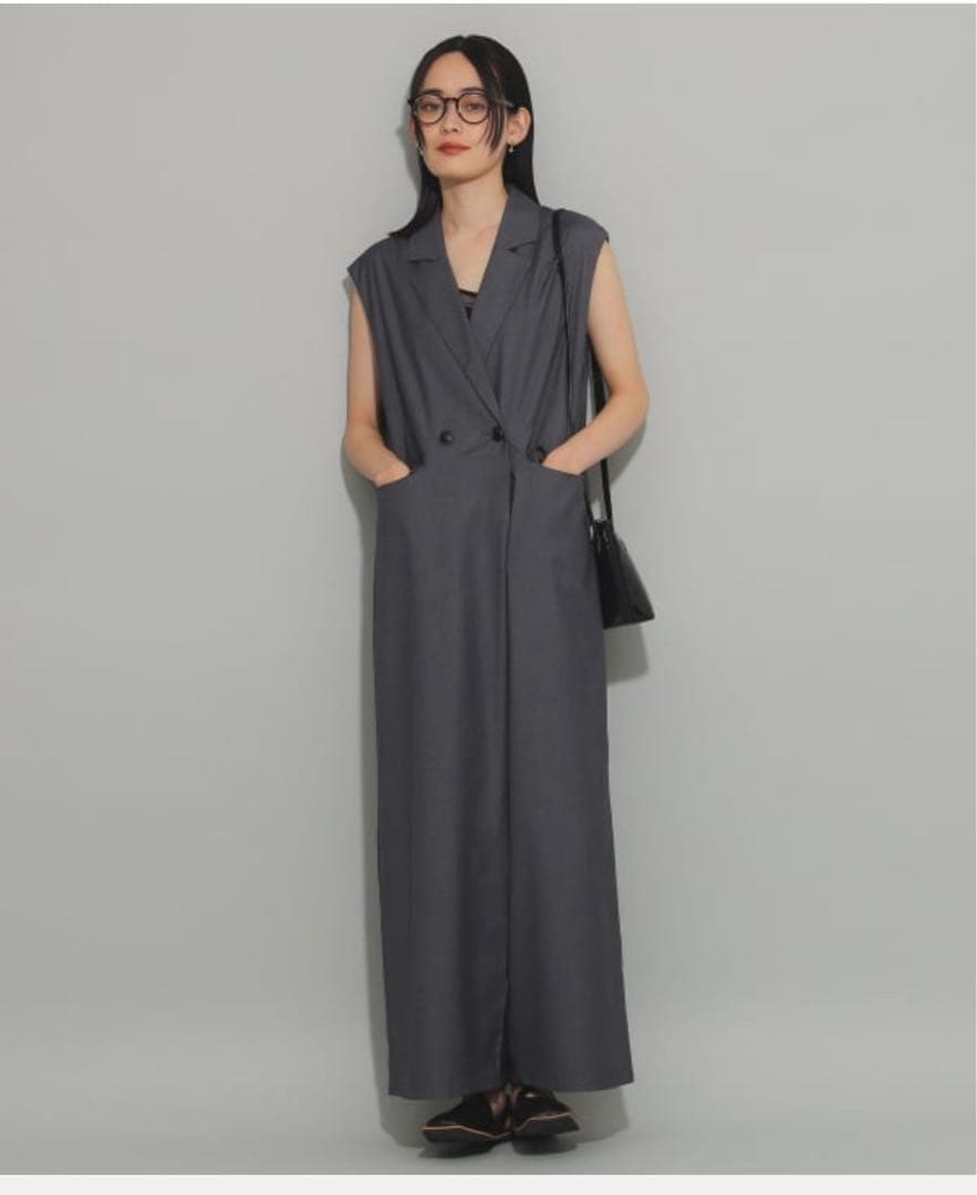 Ray BEAMS テーラードカラー サロペット グレー 1