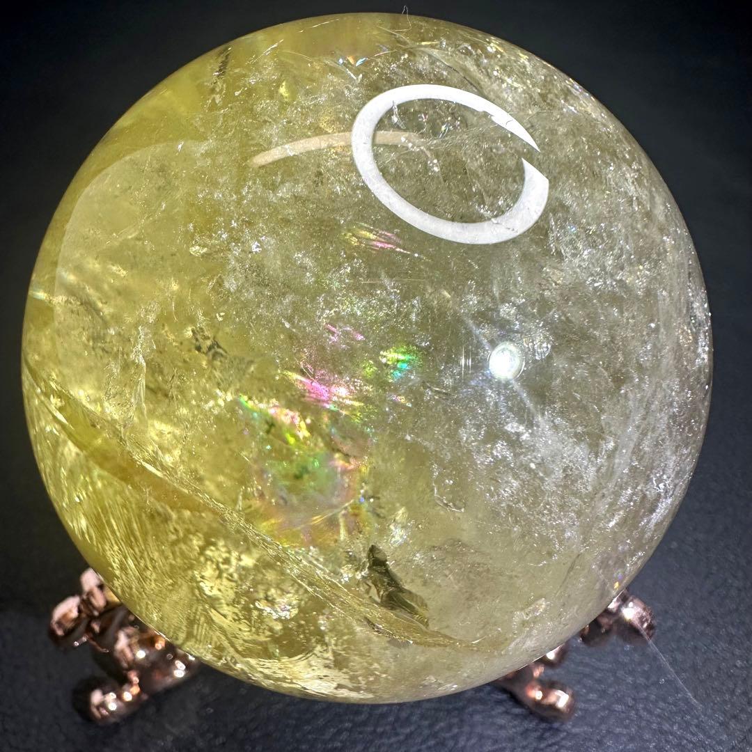 【財運・金運・事業運up❗️】レインボー シトリン黄水晶丸玉パワーストーンA934