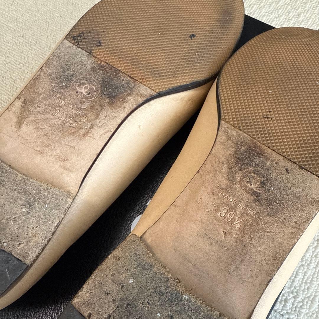 CHANEL バレエフラットシューズ ベージュ/ブラック　39.5